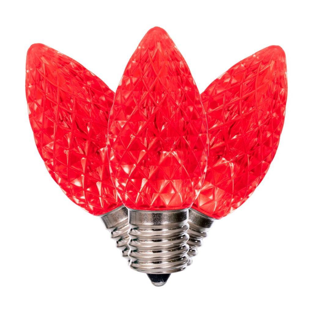 7 watt C9 Intermediate Screw Base Red Faceted Replacement LED Light Bulb (25 Pack) 1