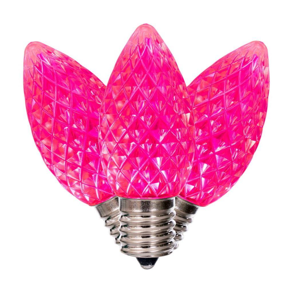 7 watt C9 Intermediate Screw Base Pink Faceted Replacement LED Light Bulb (25 Pack) 1