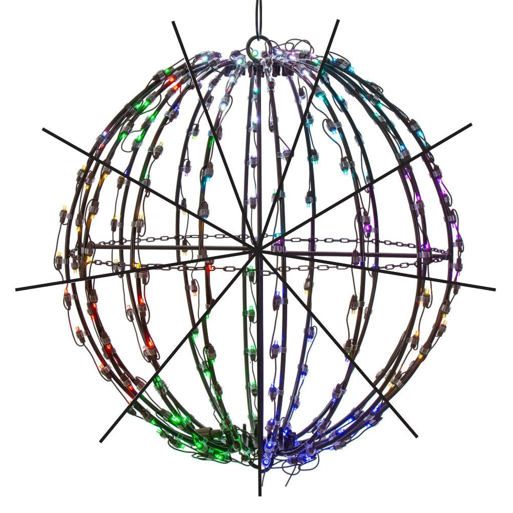 208Lt x 24" RGB/Warm Black Folding White Wire LED Sphere 1
