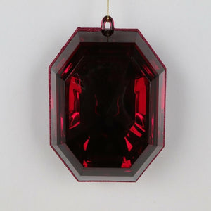6" Burgundy Square Jewel Glitter Ornament Assortment (2 Pack) 1