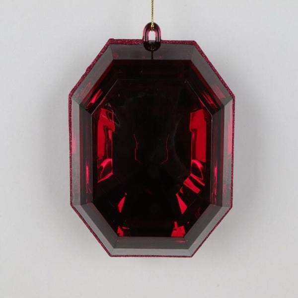 6" Burgundy Square Jewel Glitter Ornament Assortment (2 Pack) 1