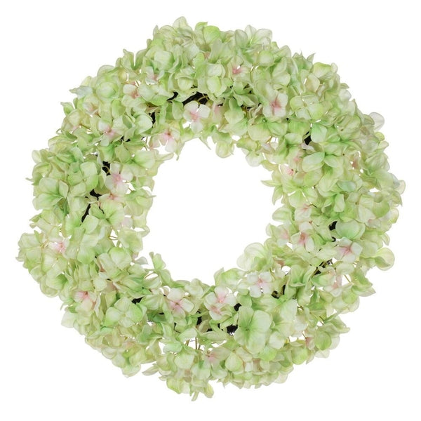 20" Real Touch Artificial Green Hydrangea Wreath 1