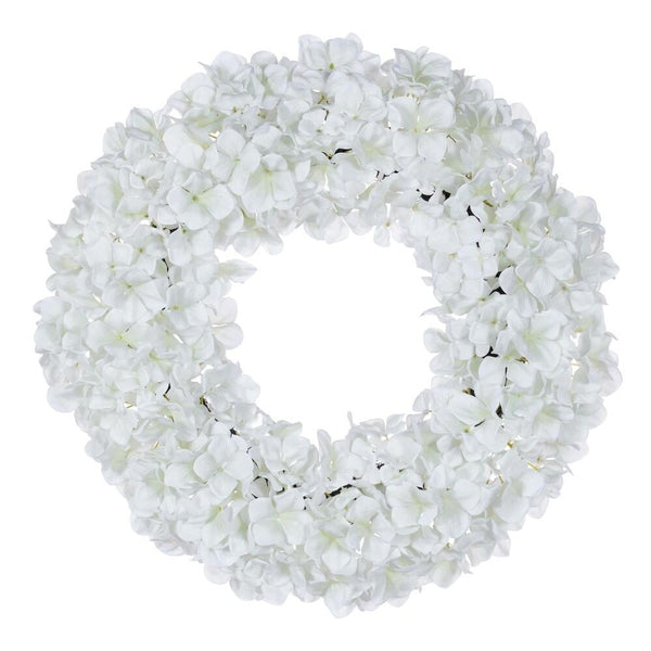 20" Real Touch Artificial White  Hydrangea Wreath 1