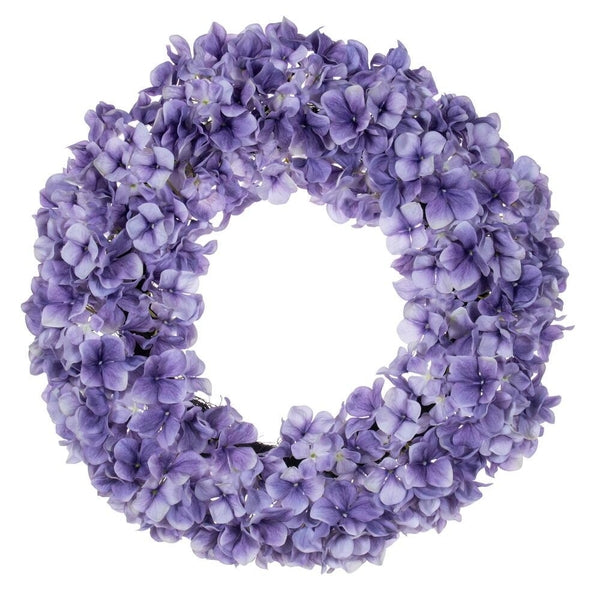 20" Real Touch Artificial Purple Hydrangea Wreath 1