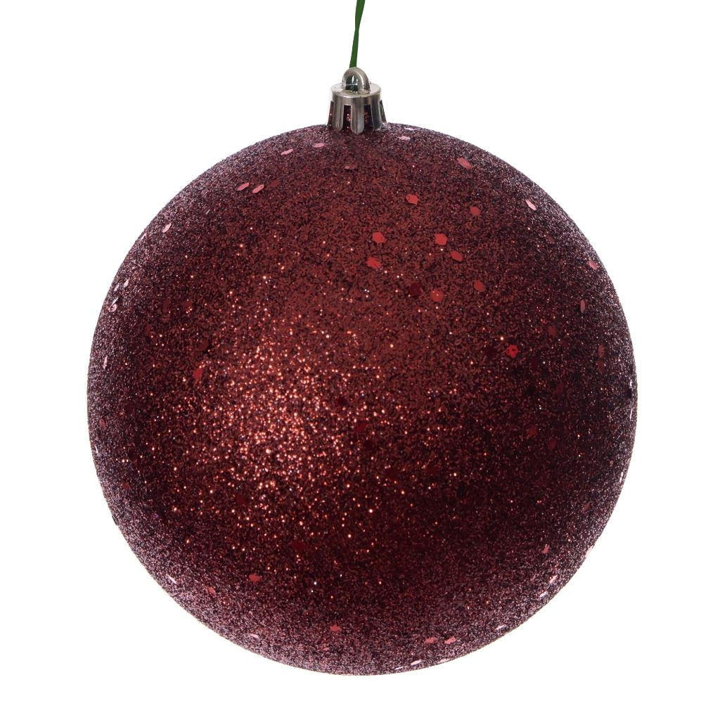 4" Crimson Red Sequin Ball Ornament (6 Pack) 1