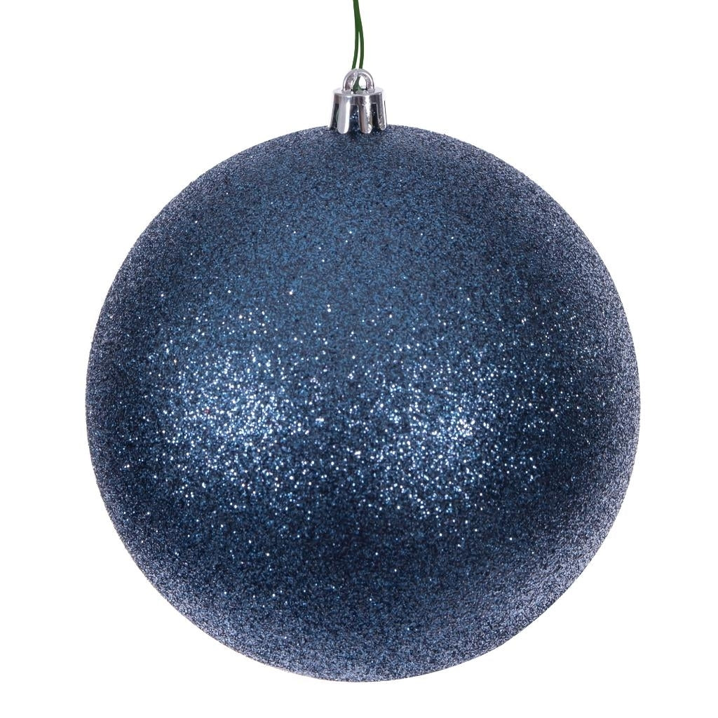 6" Denim Blue Glitter Ball Ornament (4 Pack) 1
