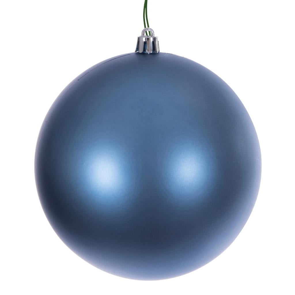 6" Denim Blue Matte Ball Christmas Tree Ornament (4 Pack) 1