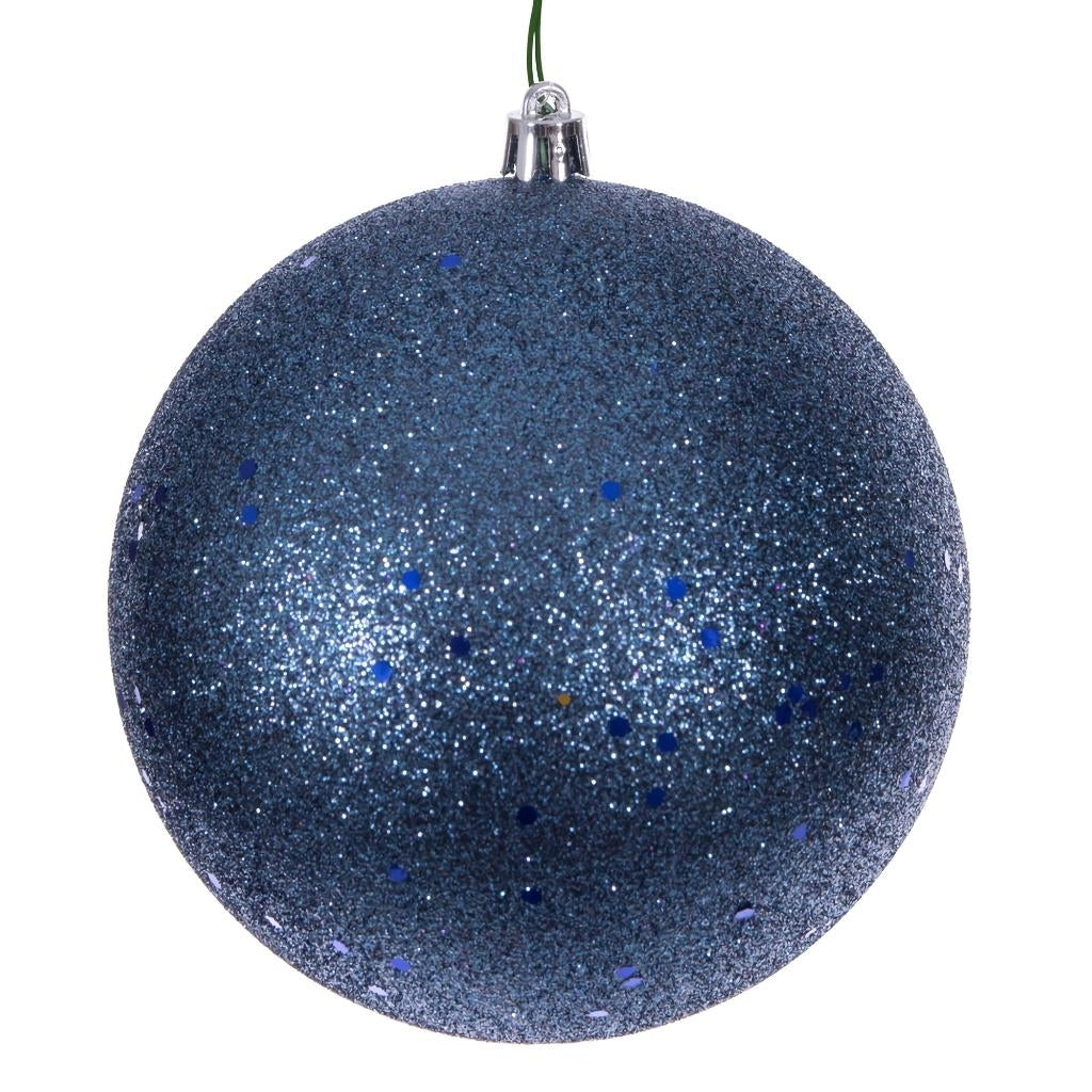 6" Denim Blue Sequin Ball Ornament (4 Pack) 1