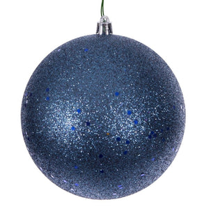 6" Denim Blue Sequin Ball Ornament (4 Pack) 1