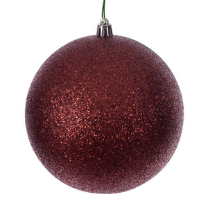 8" Crimson Red Glitter Ball Ornament 1