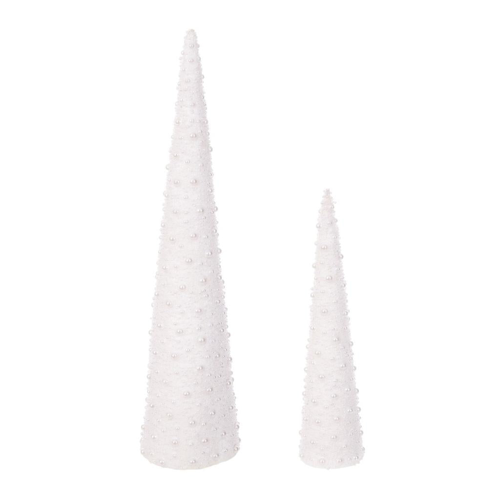 16" & 24" White Pearl Artificial Cone Tree (2 Pack 1