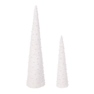 16" & 24" White Pearl Artificial Cone Tree (2 Pack 1