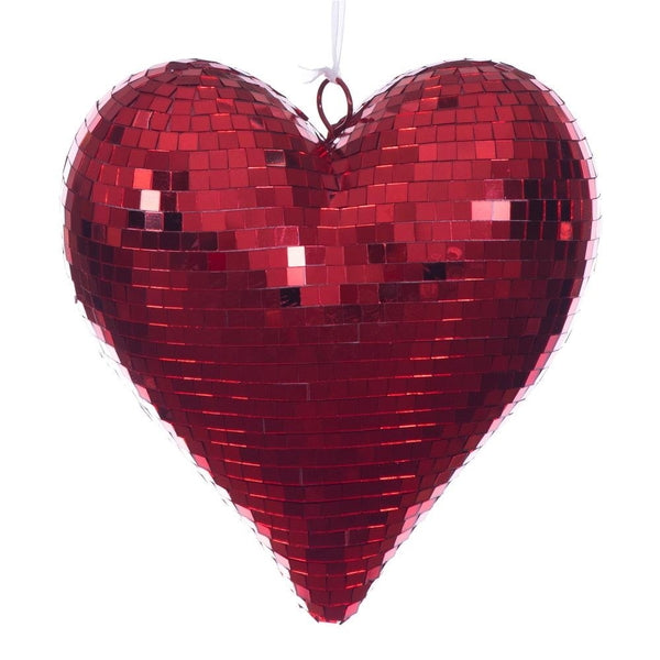 10" Red Shiny Mirror Heart Christmas Ornament 1