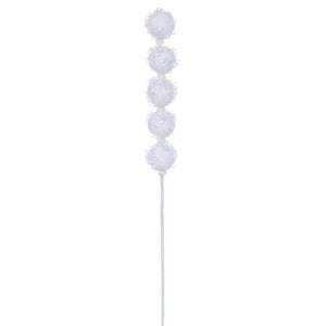15" White Icy Sugar Ball Ornament Pick (6 pack) 1