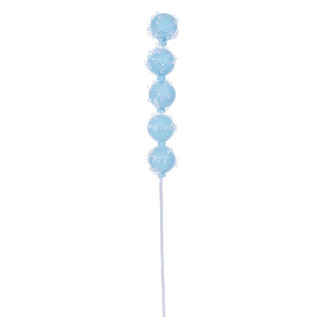 15" Baby Blue Icy Sugar Ball Ornament Pick (6 pack) 1