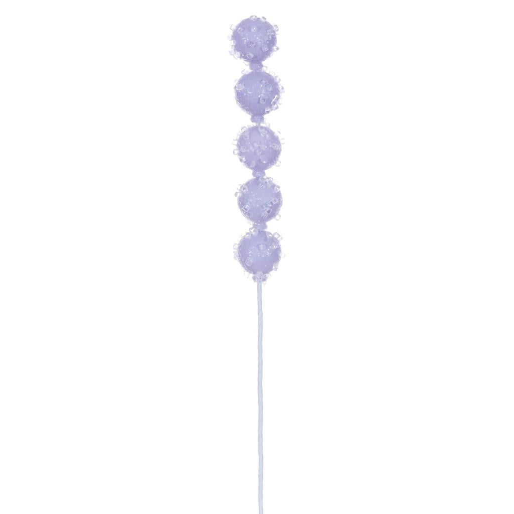 15" Lavender Icy Sugar Ball Ornament Pick (6 pack) 1