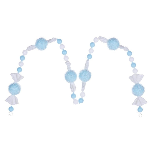 6' Baby Blue Icy Sugar Candy Gum Drop Ornament Garland 1
