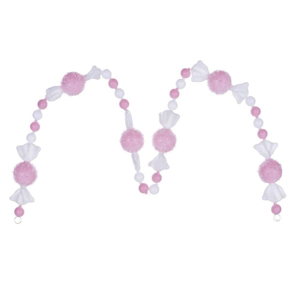 6' Pink Icy Sugar Candy Gum Drop Ornament Garland 1