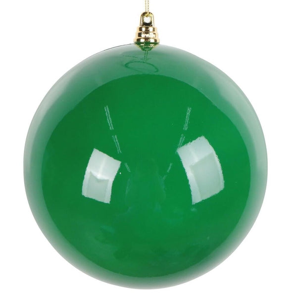 6" Green Enamel High Gloss Ball Ornament (4 pack) 1