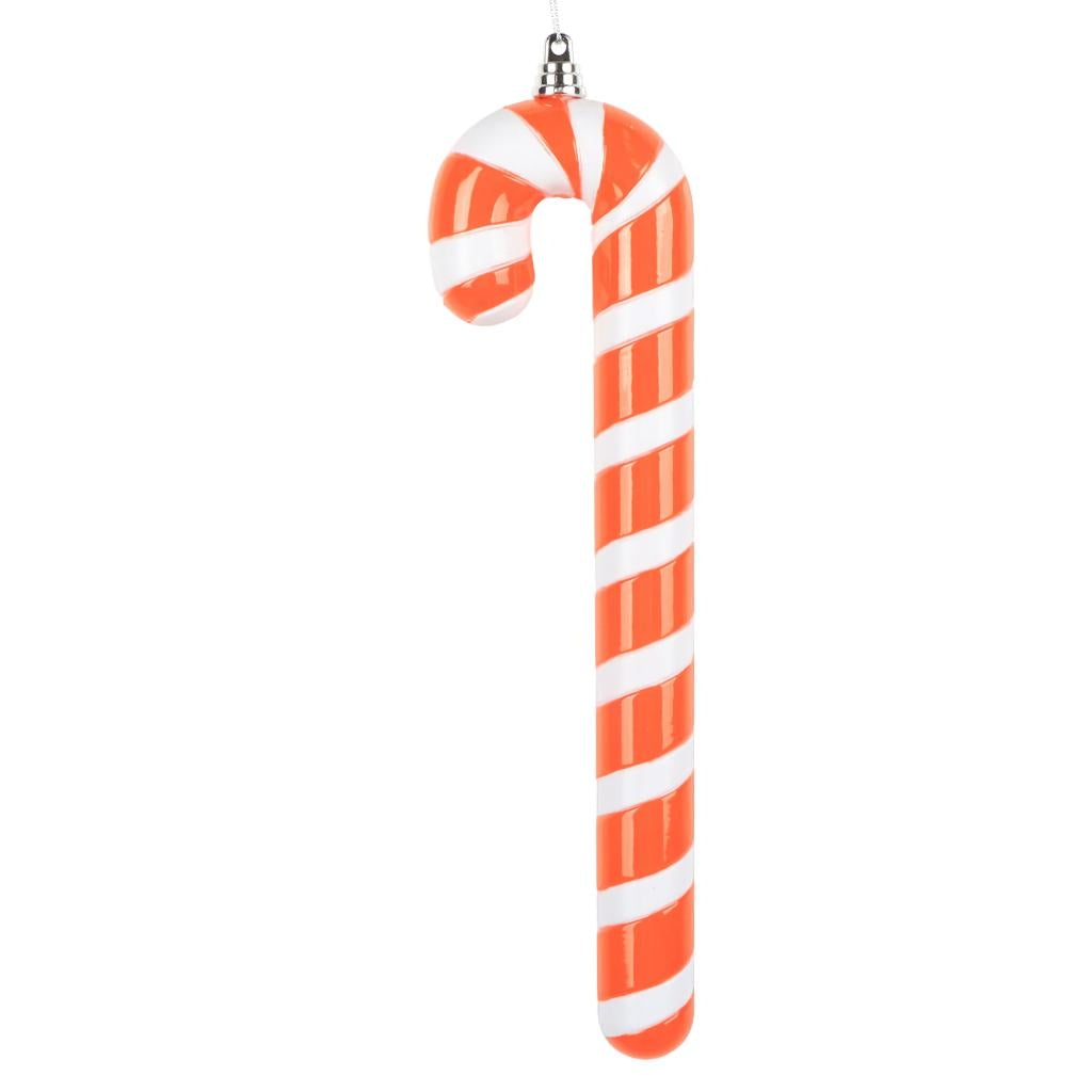 12" Orange High-Gloss Candy Cane Ornament (2 Pack) 1