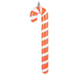 12" Orange High-Gloss Candy Cane Ornament (2 Pack) 1