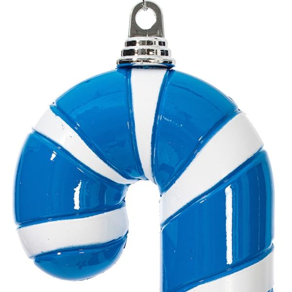 18" Blue High-Gloss Candy Cane Ornament 2