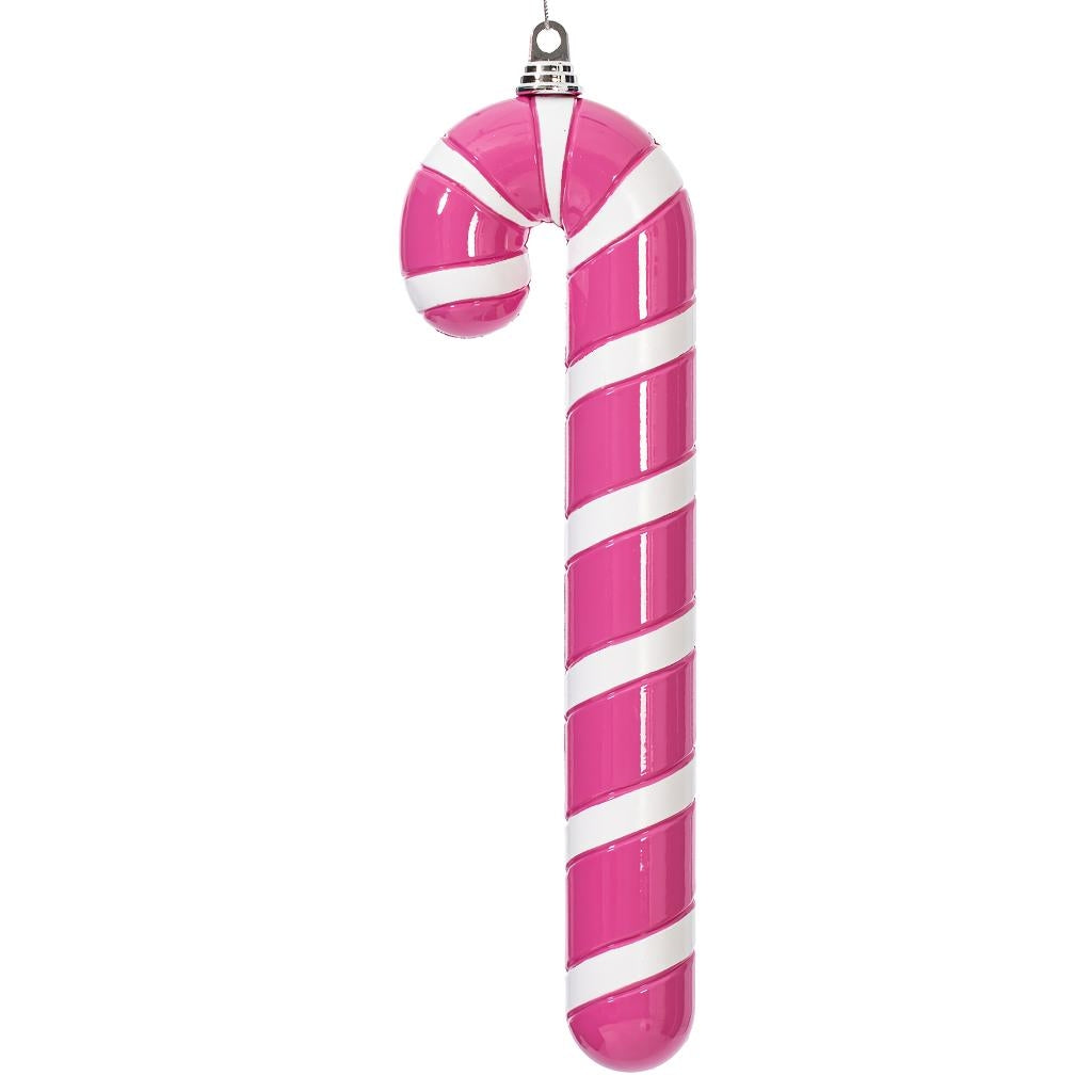 18" Hot Pink High-Gloss Candy Cane Ornament 1