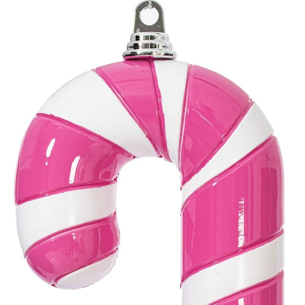 24" Hot Pink / White High Gloss Candy Cane Ornament 2