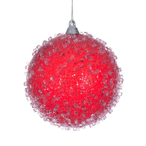 4" Red Icy Sugar Ball Ornament (3 pack) 1