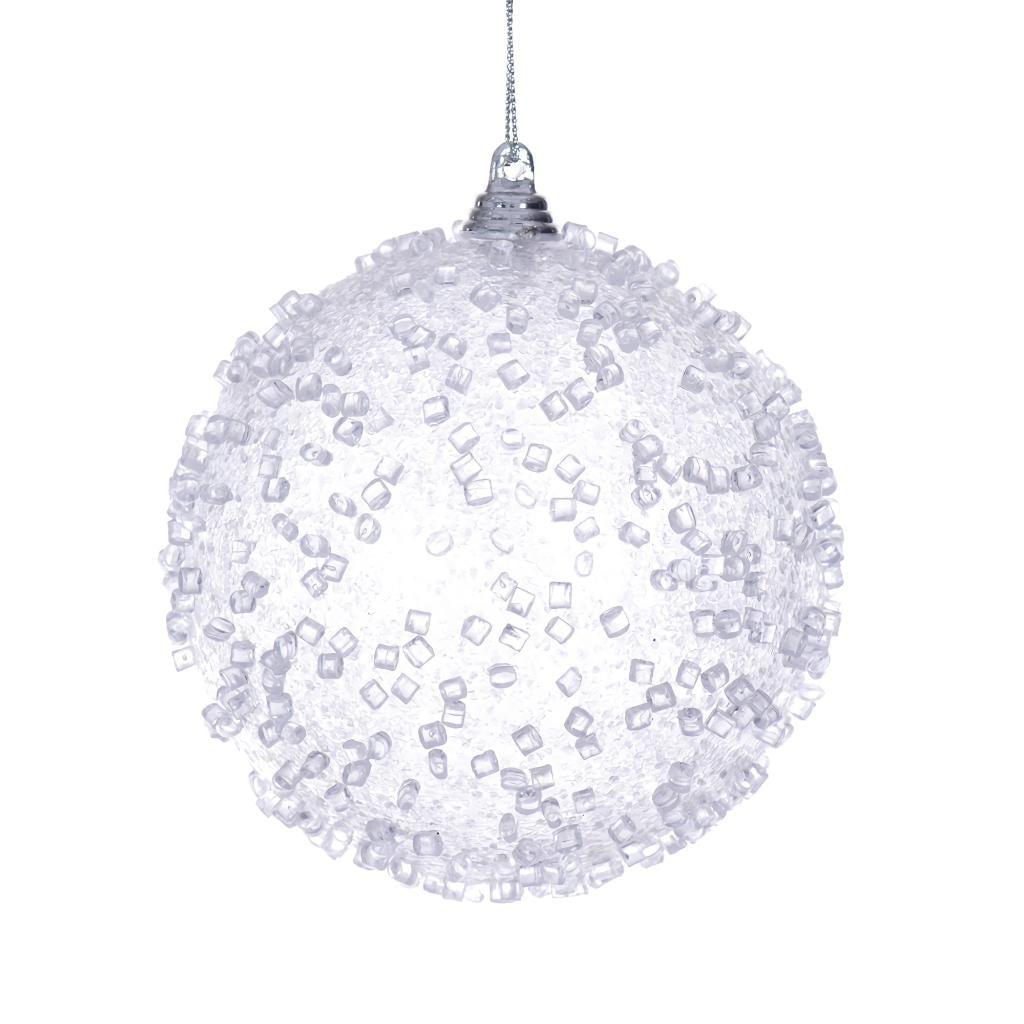 4" White Icy Sugar Ball Ornament (3 pack) 1