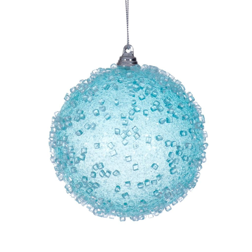 4" Baby Blue Icy Sugar Ball Ornament (3 pack) 1
