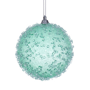 4" Seafoam Green Icy Sugar Ball Ornament (3 pack) 1