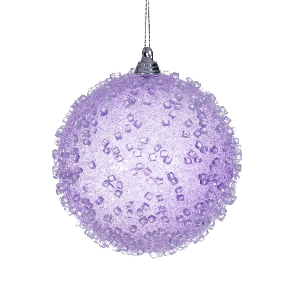 4" Lavender Icy Sugar Ball Ornament (3 pack) 1