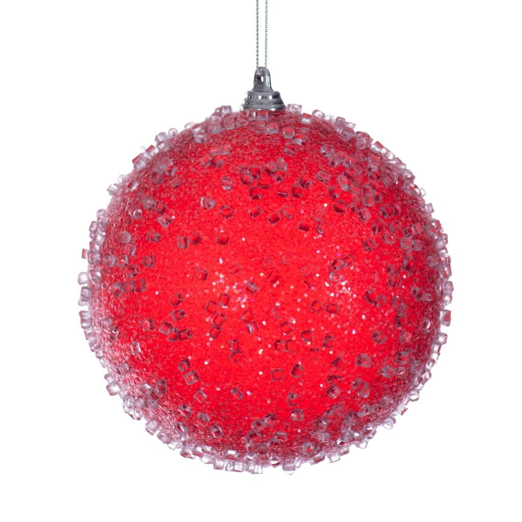 4.75" Red Icy Sugar Ball Ornament (3 pack) 1