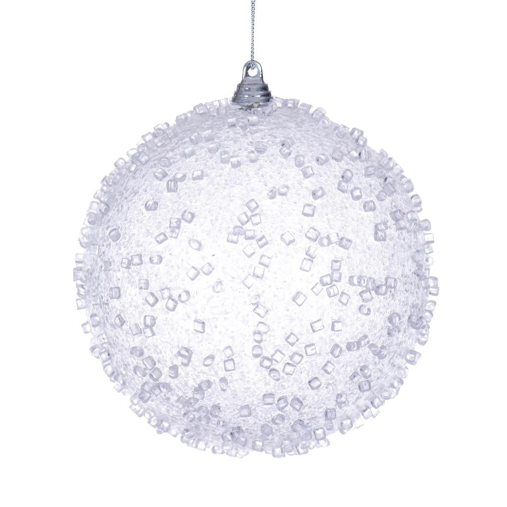 4.75" White Icy Sugar Ball Ornament (3 pack) 1