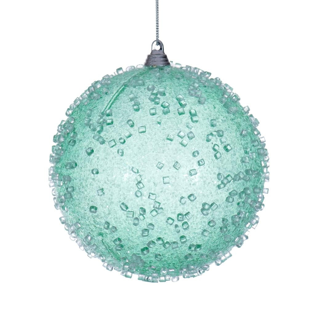 4.75" Seafoam Green Icy Sugar Ball Ornament (3 pack) 1