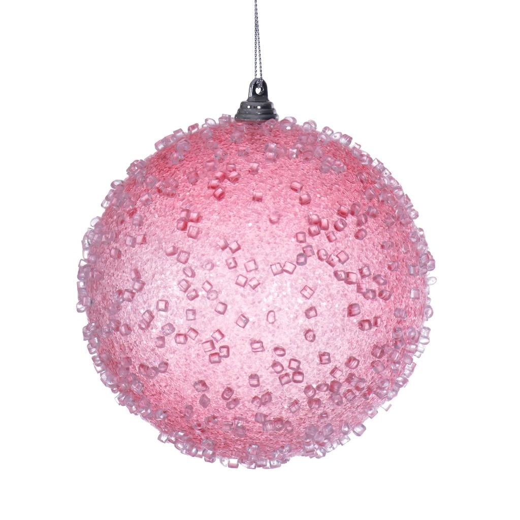 4.75" Pink Icy Sugar Ball Ornament (3 pack) 1