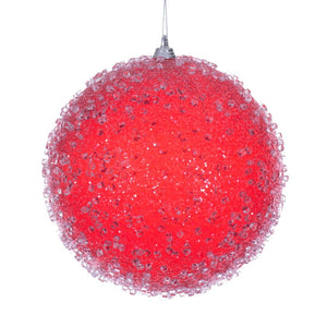 6" Red Icy Sugar Ball Ornament (2 pack) 1