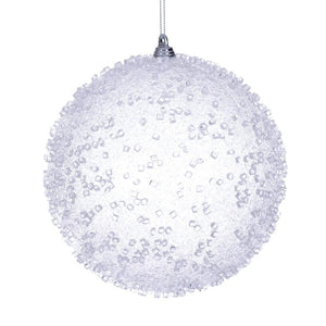 6" White Icy Sugar Ball Ornament (2 pack) 1