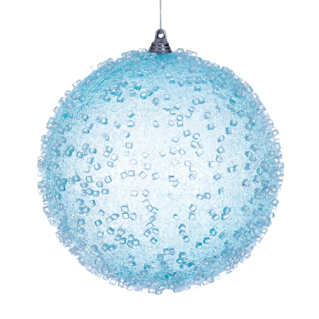 6" Baby Blue Icy Sugar Ball Ornament (2 pack) 1