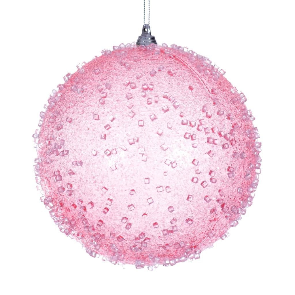 6" Pink Icy Sugar Ball Ornament (2 pack) 1