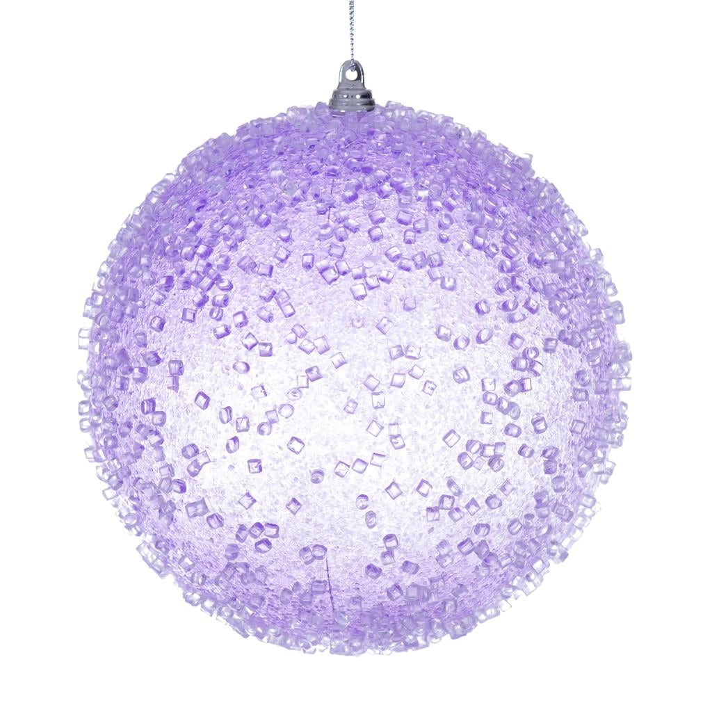 6" Lavender Icy Sugar Ball Ornament (2 pack) 1