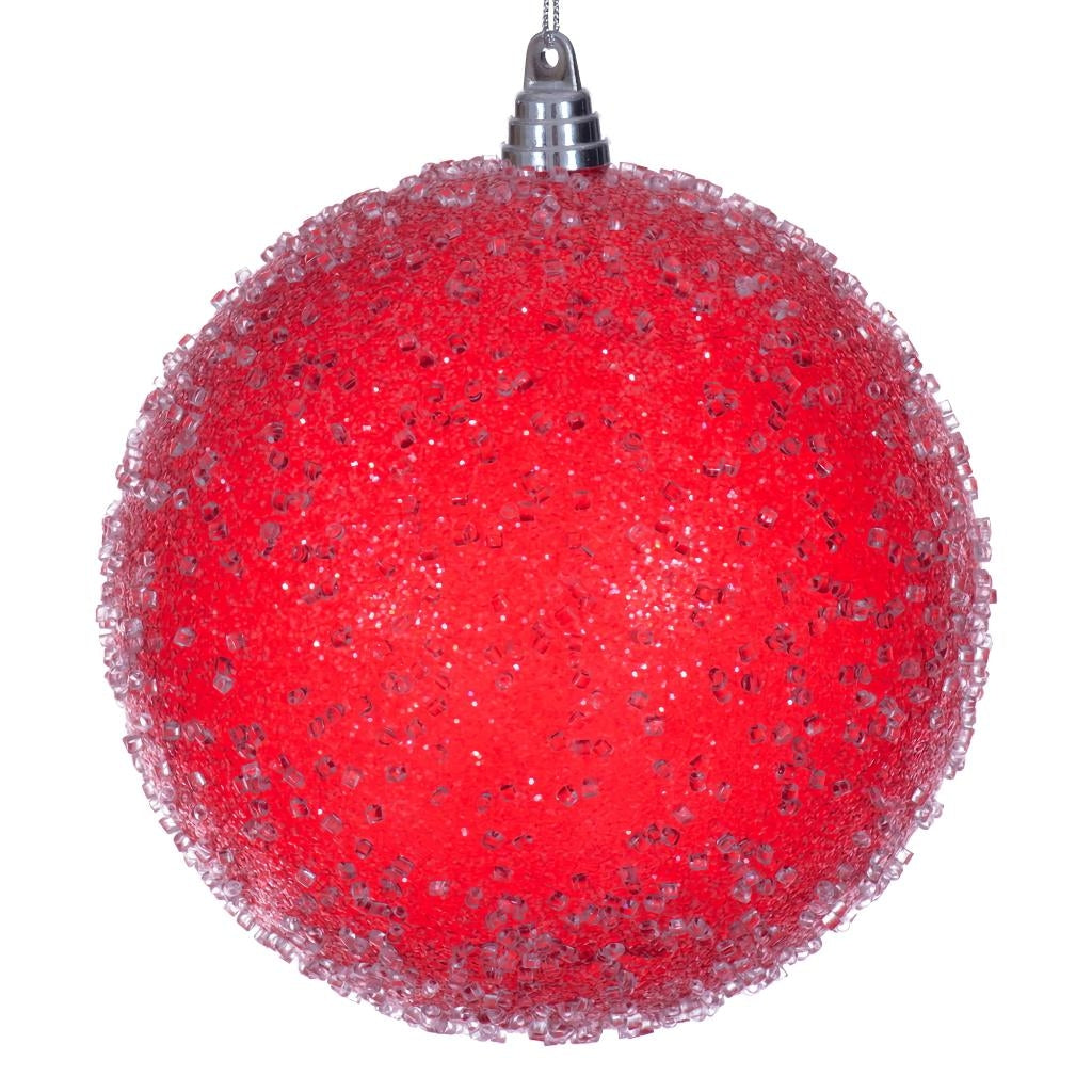 8" Red Icy Sugar Ball Ornament 1