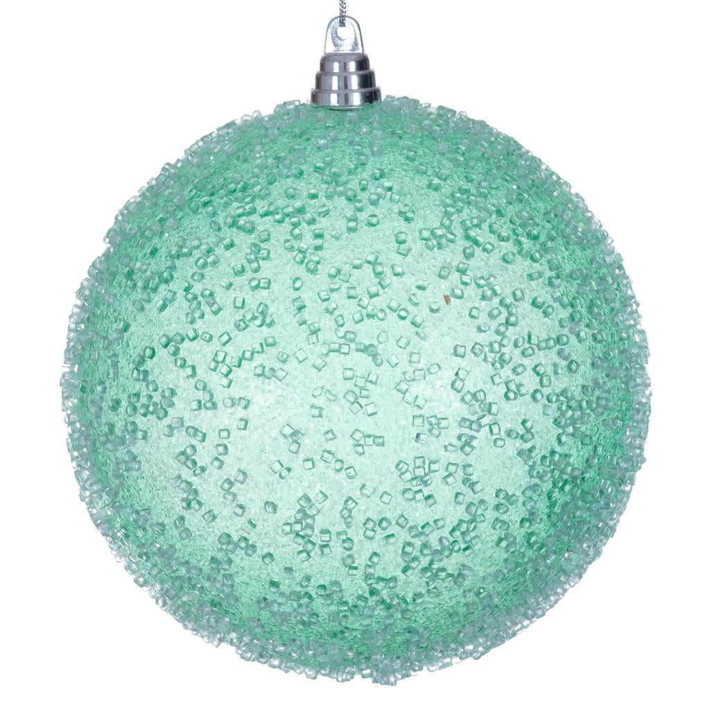8" Seafoam Green Icy Sugar Ball Ornament 1