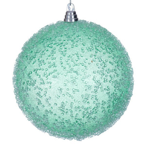 8" Seafoam Green Icy Sugar Ball Ornament 1