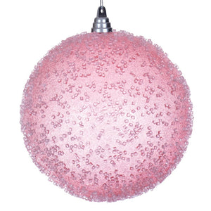 8" Pink Icy Sugar Ball Ornament 1