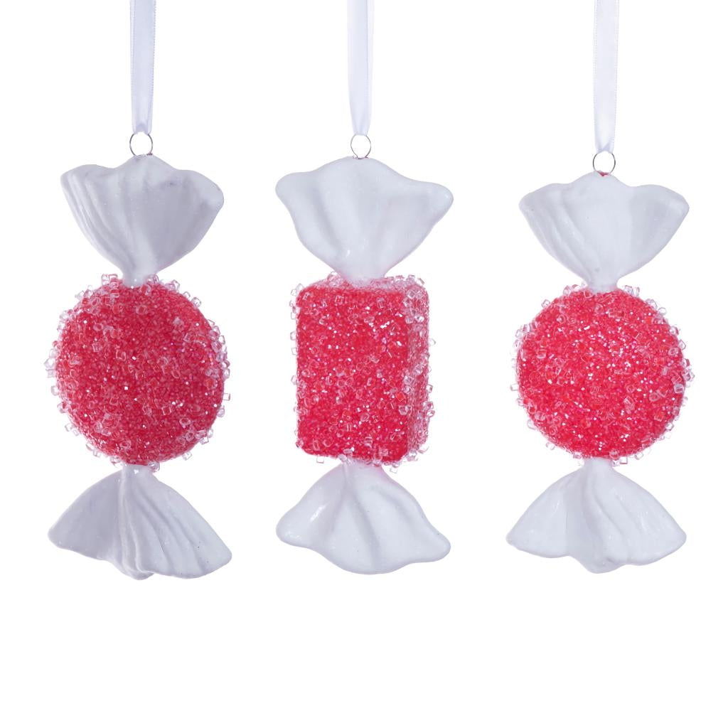 7-8" Red Icy Sugar Candy Assortment Ornament (3 Pack) 1