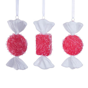 7-8" Red Icy Sugar Candy Assortment Ornament (3 Pack) 1