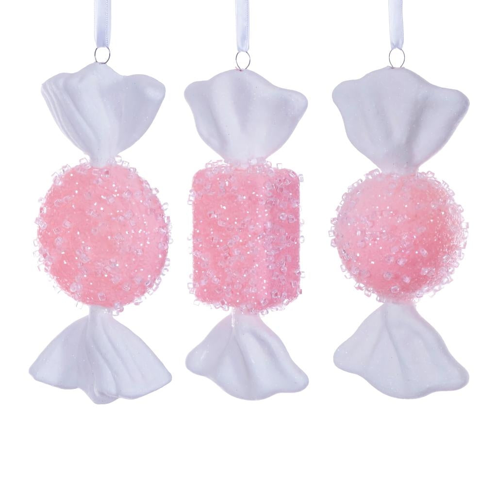 7-8" Pink Icy Sugar Candy Assortment Ornament (3 Pack) 1