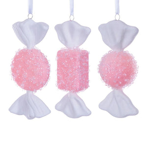7-8" Pink Icy Sugar Candy Assortment Ornament (3 Pack) 1